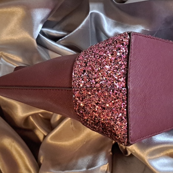 🎁 NEW Kate Spade Glitter Burgundy Satchel and Crossbody New Condition - Picture 7 of 9